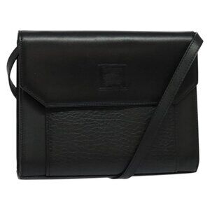 Authentic Burberrys Shoulder Bag Leather Black Gold